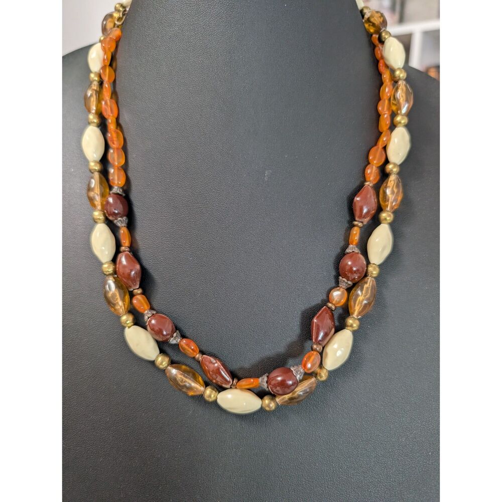 Vintage Autumn 2-Piece Coordinated Bead Necklace Set